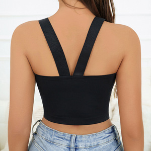 Ladymate ODM/OEM Camiseta Sin Mangas Con Para Mujer Women Plain No Show Bralette Seamless Ice Silk Bra Wirefree Crop Top Bra - Product Image 2