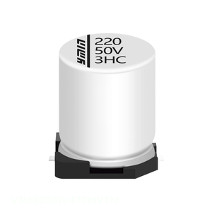ตัวเก็บประจุแบบติดตั้งบนพื้นผิว ยี่ห้อ Manufacturer Channel รุ่น CAP ALUM 35V POLAR 47 uF V3MB0581V470MVTM - Product Image 1