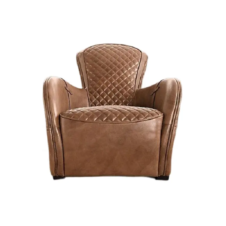 OEM/ODM 탑 그레인 정품 가죽 안락 의자 빈티지 안장 의자 안락 의자 거실 공장 공급 업체 제조 도매