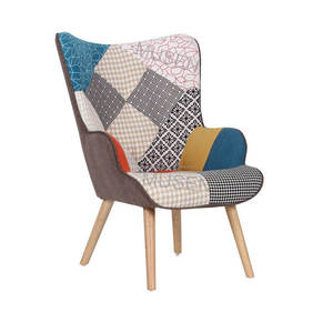 Nouveau design moderne, fauteuil d'appoint en tissu uni pour salon, fauteuil de lecture et de relaxation avec pieds en bois, fauteuil à dossier haut - Product Image 5