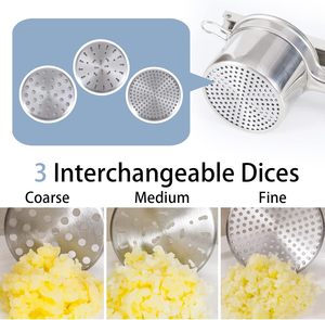 Prensa de Patatas de Acero Inoxidable con 3 Discos, Utensilio de Cocina para Puré de Patatas, Prensa Manual, Colador de Alimentos para Bebés, Exprimidor de Frutas, Apto para Lavavajillas - Product Image 4