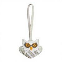 Breloque de sac à main en cuir de vachette pleine fleur et cuir de crocodile véritable, en forme de hibou, classique et mignonne, avec boucle de suspension
