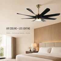 Ventilateur de plafond électrique moderne et minimaliste de 60 pouces avec moteur DC, lumière LED, 8 pales, 6 vitesses, télécommande, fonctionnement silencieux, intensité réglable