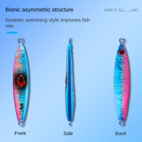Appât lent en fer avec yeux lumineux pour la pêche en mer, pour le maquereau espagnol, 40g 60g 80g, longue portée avec hameçons assistés