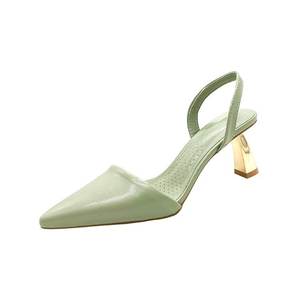 Elegantes Sandalias de Tacón de Piel Sintética para Mujer, Tacón Medio, Punta Cerrada, Talón Descubierto, con Tiras, Transpirables, Blancas, Verde Claro, Negras, Primavera - Product Image 5