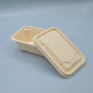 Lò vi sóng & lò an toàn phân hủy sinh học bã mía hình chữ nhật Hộp Ăn Trưa dùng một lần thực phẩm phục vụ <span class=keywords><strong>container</strong></span> với nắp - Product Image 3