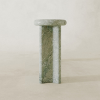 Table console en marbre vert naturel Dream Home, forme ovale élégante, pieds en pierre massif courbés, meuble de luxe pour entrée et couloir