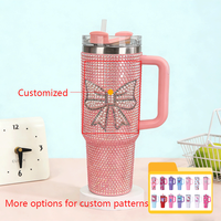 Vaso de Viaje Personalizado para Mujer, de Acero Inoxidable con Acabado Brillante, 40 oz, Gran Capacidad, con Asa y Pajita, Vaso de Acero Inoxidable de 40 oz