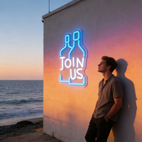 Neonawall Sports Fans & Christmas Gift Givers « JOINS-NOUS » Enseigne néon LED design bouteille pour salle de jeux, décoration de Noël