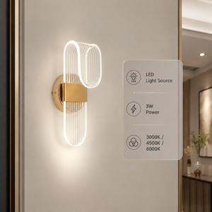 Lámpara de pared LED acrílica moderna de 3W con CCT seleccionable, montada en la pared, decorativa para interiores, para dormitorio, pasillo, sala de estar - Product Image 3