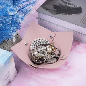 Portable Entryway Table Pu Leather Jewelry Valet Tray <b>Foldable</b> <b>Desk</b> Catchall Dish Plate - Product Image 3