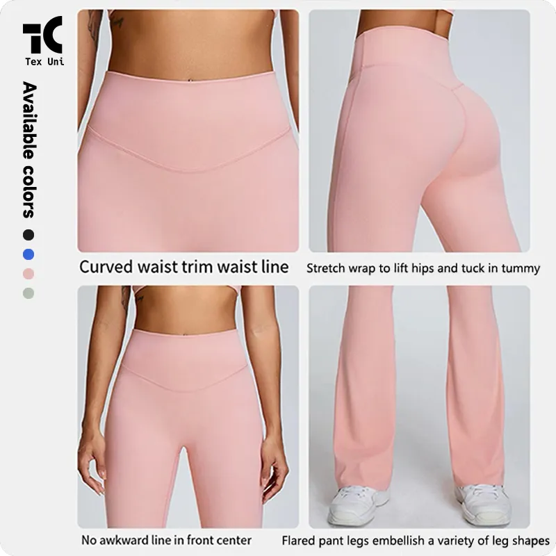 Kadın yüksek bel Bootcut Yoga pantolon ile göbek kaldırma alevlendi tasarım rahat açık koşu spor mikro-alevlendi bacaklar pantolon