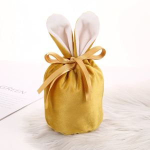 Sacs en flanelle créatifs à oreilles de lapin pour mariage, pochettes décoratives en velours avec cordon pour bonbons et bijoux - Product Image 5