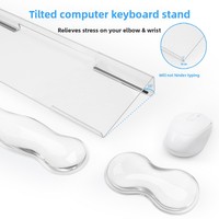 Support de clavier 3-en-1 avec repose-poignets en caoutchouc, design antidérapant