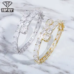 2020 New Arrival Rosse Gold Full Crystal Baguette Tennis Chain Bracelet