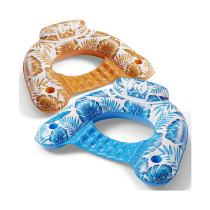 Inflatable Pool Chair 150x90cm Sky Blue Orange Floating Lounger Seat Adult Water Backrest Recliner Floatable <b>Hammock</b> - Product Image 2