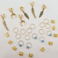31 pièces Anneaux creux électroplaqués en fer doux de style européen et américain pour extensions de cheveux, perruques, dreadlocks et accessoires de bijouterie