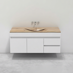 Mueble de Baño de Mármol Personalizable con Doble Lavabo de Cerámica, Construcción de Madera Sólida, Diseño Europeo de Lujo, Disponible en Estilo Minimalista, OEM - Product Image 1
