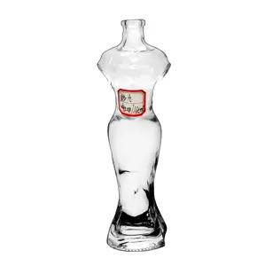ガラス瓶580ml女性用テキアルボトルカスタム特殊形状700ml 750mlウォッカウイスキー酒コルク付き