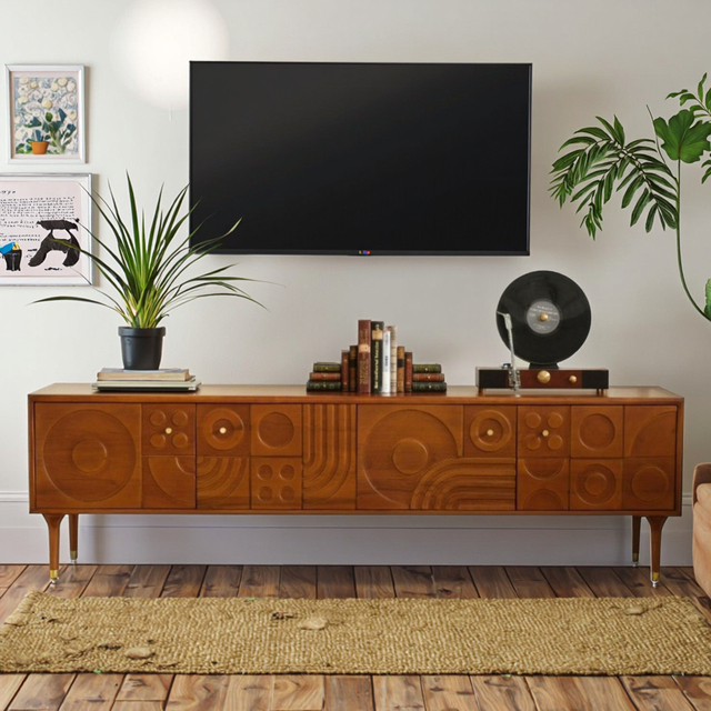 Luxurious Modern Solid Wood TV Cabinet Adjustable Height Storage Stand for Home Bedroom Dining Living Room Hotels Fits TVs