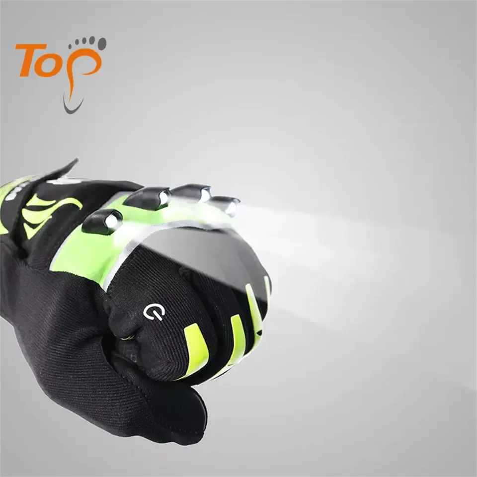 OEM Unisex 4 led lights rechargeable cycling motorcycle led gloves
