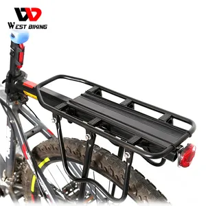 West biking rack de bagagem traseira para bicicleta, equipamento de rack de freio e pé de bicicleta