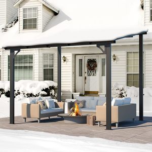 10' X 8' Modern Steel Frame <strong>Gazebo</strong> for Patio Backyard <strong>Small</strong> Wall-Mounted Lean-to Pergola Roof Screen Included <strong>Garden</strong> Decorations - Product Image 3