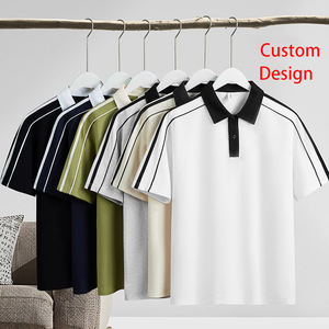 Venta al por mayor peso pesado de algodón poliéster empresa uniforme bordado Golf Polo camisa hombro caído 240gsm manga corta Polo camiseta - Product Image 1