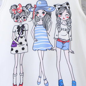 ชุดเสื้อผ้าเด็กผู้หญิงสองชิ้นแบบลำลอง สำหรับเด็กอายุ 3-7 ปี เสื้อแขนกุดผ้าฝ้ายกับกางเกงยีนส์ขาสั้นลายพิมพ์ สำหรับเด็กที่รักแฟชั่น - Product Image 5