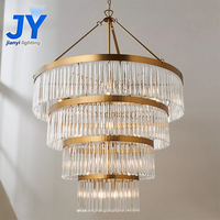 Lustres modernes en cristal, luminaires décoratifs classiques ronds à plusieurs niveaux, pour salon, hôtel, escalier rotatif, éclairage LED au plafond