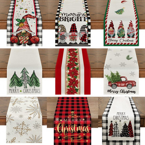 Décoration <span class=keywords><strong>de</strong></span> <span class=keywords><strong>table</strong></span> à manger <span class=keywords><strong>de</strong></span> cuisine <span class=keywords><strong>de</strong></span> vacances d'hiver, décor <span class=keywords><strong>de</strong></span> fête, aquarelle Buffalo Plaid Christmas Trees Merry Xmas <span class=keywords><strong>Table</strong></span> Runner - Product Image 6