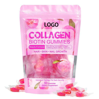 Complément de beauté végétalien pour cheveux, peau et ongles, Gommes à la biotine et au collagène pour éclaircir la peau, Gommes à la biotine et au collagène en forme d'ours vitaminés