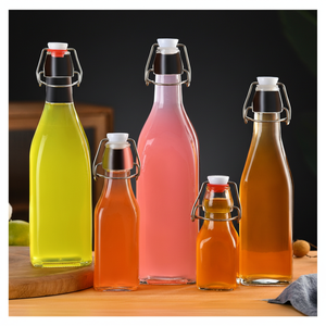 Bouteilles de jus en verre rondes vides de 500 ml, 750 ml et 1 L avec couvercle à clip oscillant, design de dessin animé, réutilisables et isolantes thermiquement pour l'eau et le jus - Product Image 2