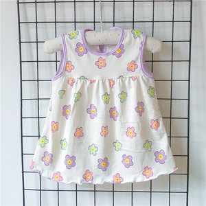 0-1 anno estate 100% in cotone vestito da bambina senza maniche con stampa floreale vestiti per bambina vestito da bambina - Product Image 2