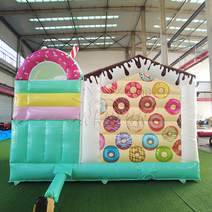 Château gonflable WINSUN sur le thème des bonbons avec toboggan et design en forme de beignet pour les fêtes d'enfants en plein air, location commerciale - Product Image 2