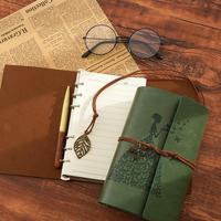Cuaderno de Viaje Personalizado A6, Impreso con Diseño Vintage, Recargable, Hecho a Mano, Imitación de Cuero, Hojas Sueltas, Impresión UV, Marca FeiFan