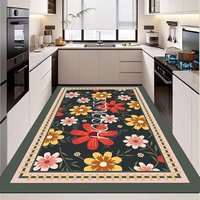 Custom Crystal Velvet Kitchen Carpet Area Runner Rugs Non-Slip Soft Modern Geometric Pattern Kitchen Mat