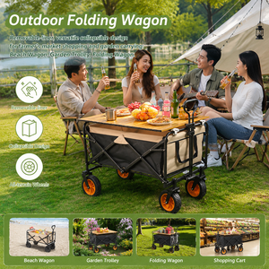 Chariot de camping pliable tout-terrain 80 kg 100 L, châssis en aluminium et plastique durable, anti-rouille, quatre roues, chariot à main OEM - Product Image 4