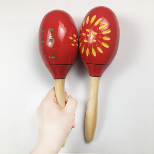 Maracas en bois rouge pour enfants, instrument de musique rythmique, hochet, jouet maracas, instrument de percussion Orff en gros - Product Image 2