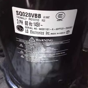   Compresseur de climatisation et de réfrigération SQ028VBB 3 Ph 60 Hz 145V avec protection thermique - Product Image 1
