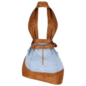 เดรสยีนส์หนังสั้นคอ halter ทรงเซ็กซี่สำหรับผู้หญิง ประจำปี 2025 พร้อมเข็มขัดและชายกระโปรงแบบไม่สมมาตร - Product Image 5