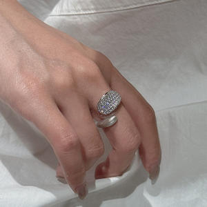 Bague en argent pur S925, design vintage de niche, croix brossée, luxe léger, simple, micro-incrustée, taille ajustable - Product Image 3