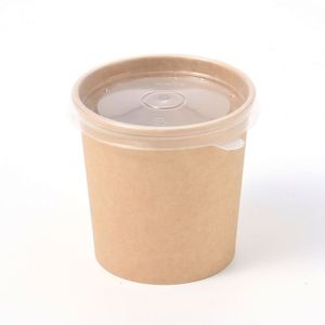 Seau à porridge rond en papier kraft écologique jetable avec couvercle, prix d'usine, gobelet à soupe de qualité alimentaire pour les entreprises de restauration - Product Image 3