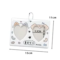 Porte-cartes INS tendance 2 compartiments 'Love' 3 pouces pour couple, pochette de rangement pour photos d'idoles, pendentif porte-clés pour photos d'identité, cadeaux
