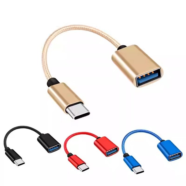 Metal Braided  Type-C OTG Adapter USB 2.0 Female to Type-C Converter Cable for U Disk Charging Data Adapter USB 2.0