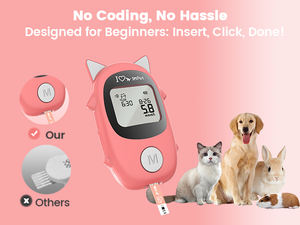 Nécessité vétérinaire, faible MOQ, outil de gestion du diabète canin le plus vendu, testeur de glycémie réutilisable, sûr, fiable, facile à utiliser - Product Image 5