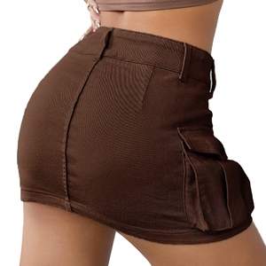 Minifalda Cruzada de Verano con Bolsillos Laterales, Estilo Moderno para Mujer, Pantalones <span class=keywords><strong>Cargo</strong></span> Ajustados con Logotipo Personalizado para Mujer - Product Image 4