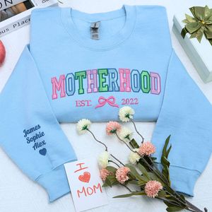 Automne/hiver sweat à capuche brodé personnalisé pour <span class=keywords><strong>maman</strong></span> Coquette Bow noms d'enfants avant 3D tissé cadeau parfait pour <span class=keywords><strong>maman</strong></span> - Product Image 4
