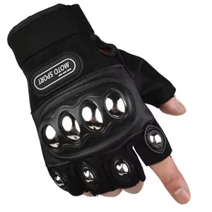 Black Tactical Metal Knuckle Half Finger Gloves Factory Customized