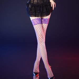 Bas <span class=keywords><strong>de</strong></span> cuisse sexy <span class=keywords><strong>pour</strong></span> femmes, transparents, respirants, en résille tricotée, antidérapants, avec bordure en dentelle - Product Image 6